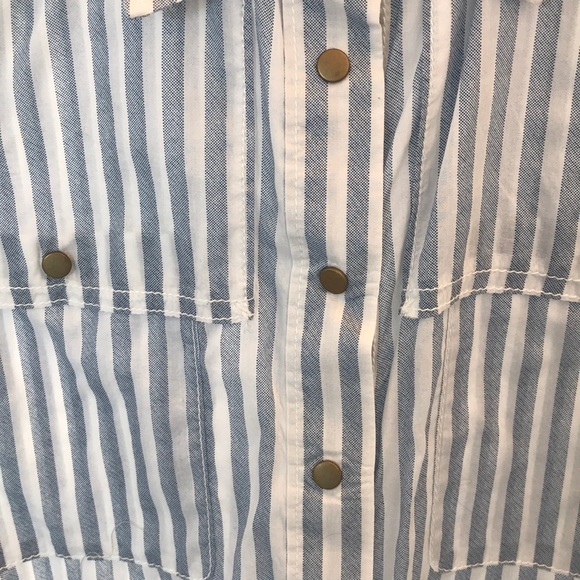 Guess Striped Button Up Chambray Shirt - Picture 2 of 3